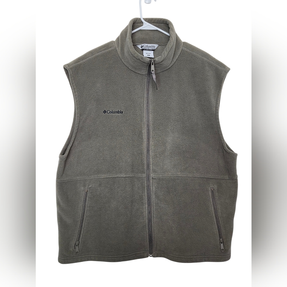 Columbia Fleece Vest Mens Brown Full Zip Sleeveless Outdoor Hiking Sz XXL